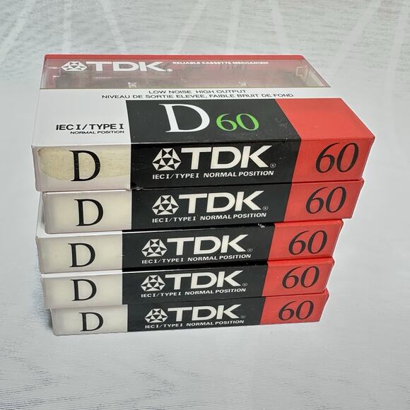 TDK D60 ‎ Five (5) 60 Minute Audio Tapes High Output Factory Sealed New - Picture 1 of 3